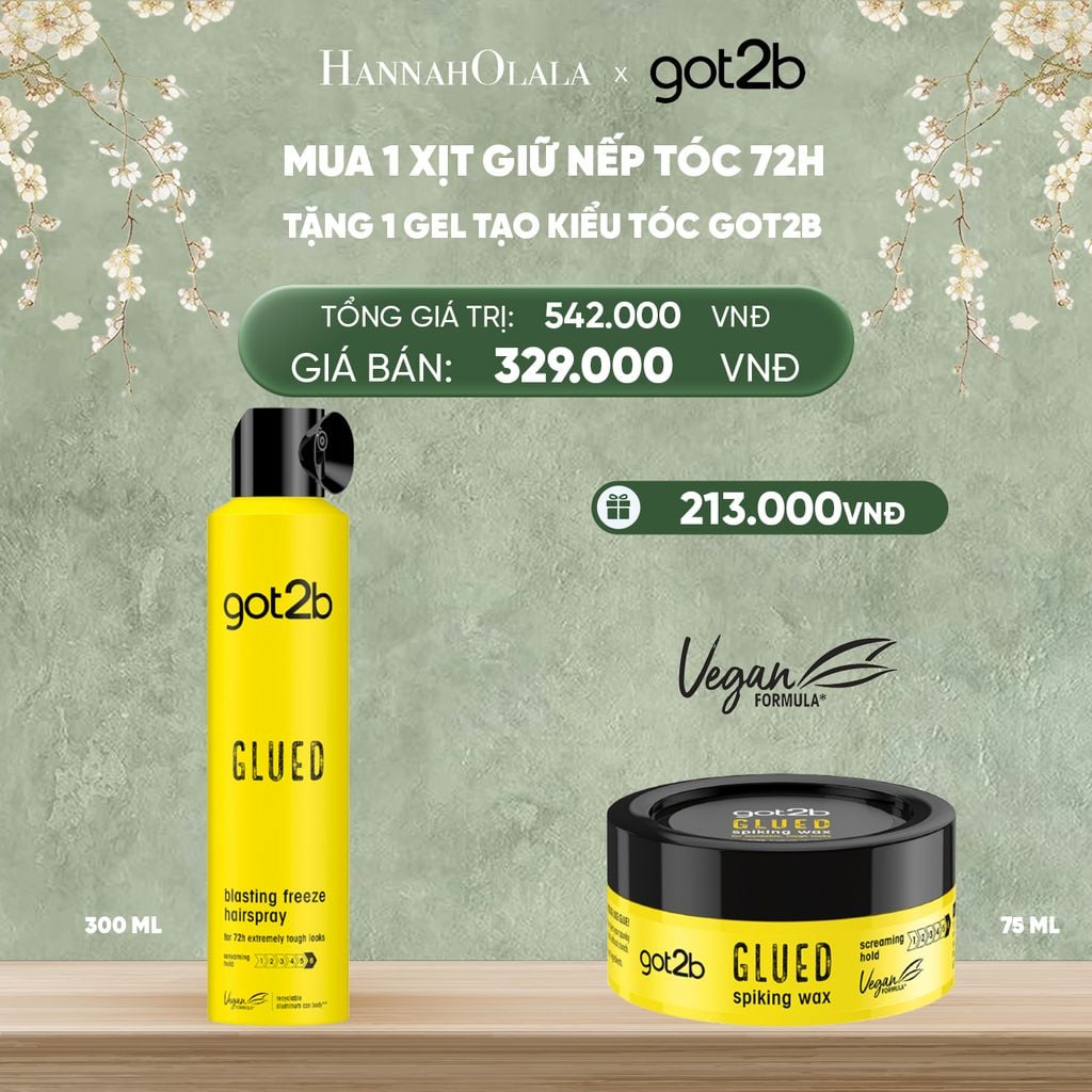  DEAL 2: MUA 1 CHAI XỊT GIỮ NẾP TÓC GOT2B HAIRSPRAY MÀU VÀNG TẶNG 1 HỦ GEL TẠO KIỂU TÓC GOT2B SPIKING WAX 