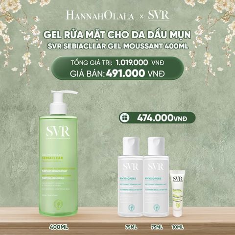  D1818_DEAL 01: GEL RỬA MẶT CHO DA DẦU MỤN, KHÔNG CHỨA XÀ PHÒNG SVR SEBIACLEAR GEL MOUSSANT 400ML 