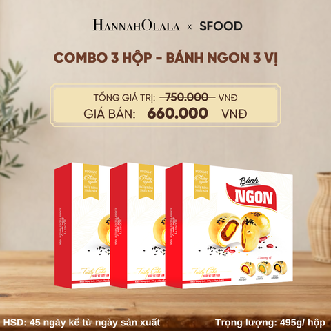  COMBO 3 HỘP BÁNH NGON 3 VỊ (ÍT ĐƯỜNG ÍT NGỌT): ĐẬU ĐỎ – LÁ DỨA – MÈ ĐEN - D179 