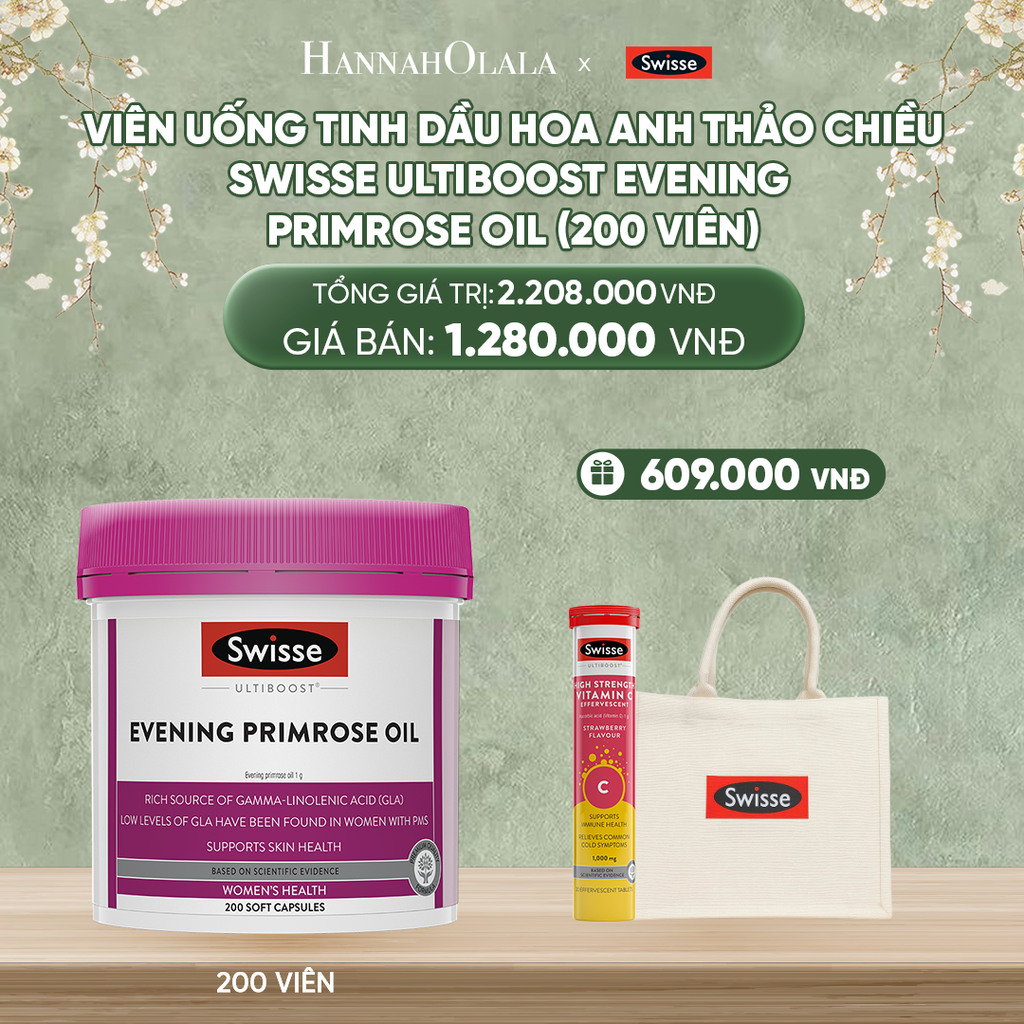  DEAL 1: VIÊN UỐNG TINH DẦU HOA ANH THẢO CHIỀU SWISSE ULTIBOOST EVENING PRIMROSE OIL (200 VIÊN) 