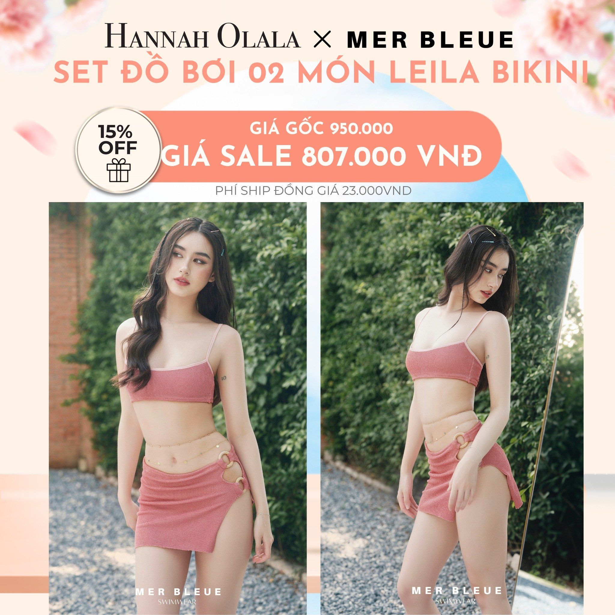  A522_DEAL 8: SET ĐỒ BƠI 02 MẢNH LEILA BIKINI (ĐÃ KÈM quần bikiki) - MER BLEUE SWIMWEAR 