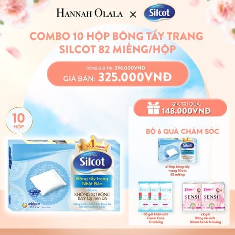  A734_DEAL 1: COMBO 10 HỘP BÔNG TRANG ĐIỂM (BÔNG TẨY TRANG) SILCOT 82 MIẾNG/HỘP 