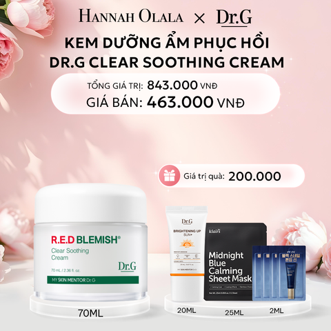  E434: DEAL 1: KEM DƯỠNG ẨM PHỤC HỒI DR.G CLEAR SOOTHING CREAM 70ML TẶNG KÈM 1 KEM CHỐNG NẮNG BRIGHTENING UP SUN+ 20ML 