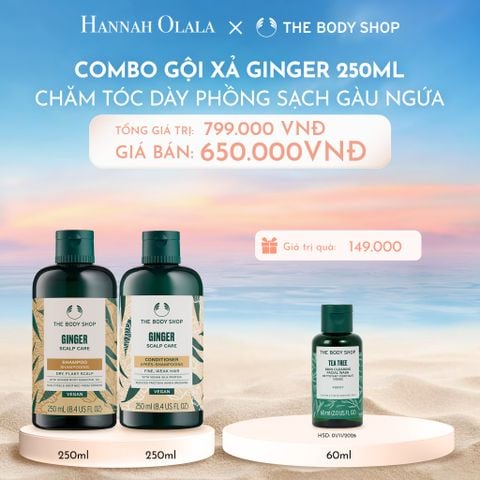  C705_DEAL 1: COMBO CHĂM TÓC DÀY PHỒNG, GIẢM GÃY RỤNG, SẠCH GÀU NGỨA GINGER 250ML - DẦU GỘI & DẦU XẢ 