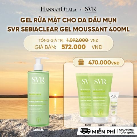  GEL RỬA MẶT CHO DA DẦU MỤN, KHÔNG CHỨA XÀ PHÒNG SVR SEBIACLEAR GEL MOUSSANT 400ML - DEAL 1 - B500 