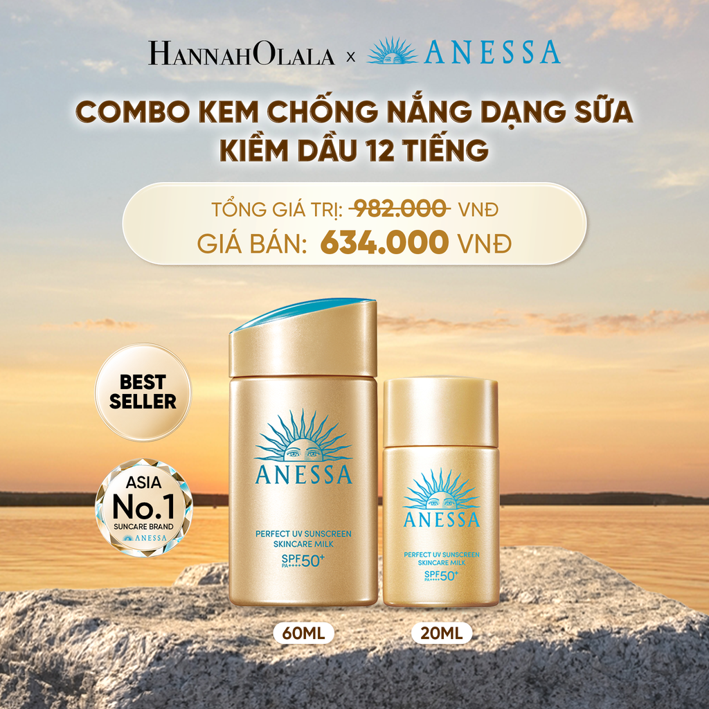  COMBO SỮA CHỐNG NẮNG DƯỠNG DA KIỀM DẦU BẢO VỆ HOÀN HẢO ANESSA GOLD MILK SPF50+ PA++++ 60ML + 20ML - DEAL 1 - B515 