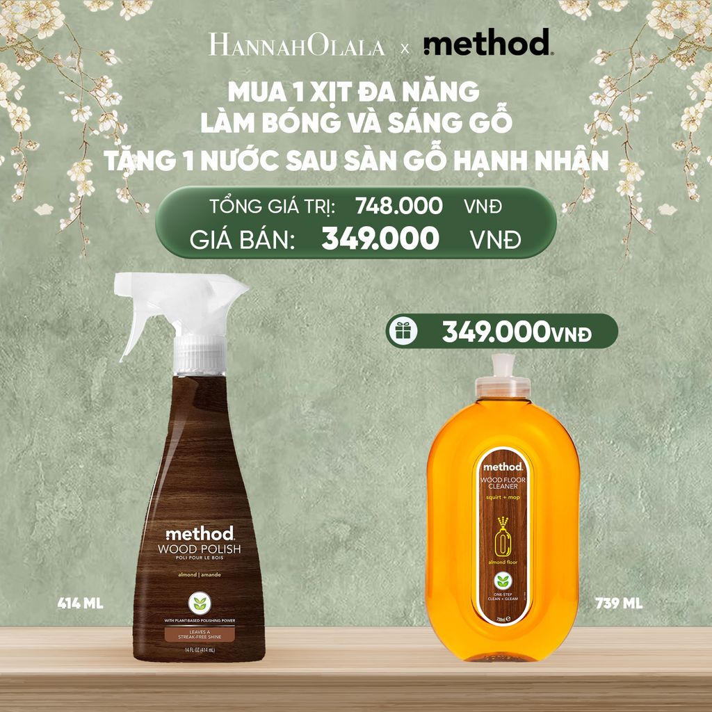  DEAL 2: [MUA 1 TẶNG 1] COMBO CHĂM SÓC GỖ - NƯỚC XỊT ĐÁNH BÓNG VÀ LÀM SÁNG GỖ CHUYÊN DỤNG 414ML tặng NƯỚC LAU SÀN GỖ LÀM SÁNG 739ML - HƯƠNG HẠNH NHÂN 