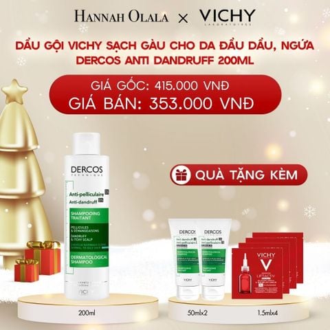  A974_DEAL 1 DẦU GỘI VICHY SẠCH GÀU CHO DA ĐẦU DẦU, NGỨA DERCOS ANTI DANDRUFF 200ML 