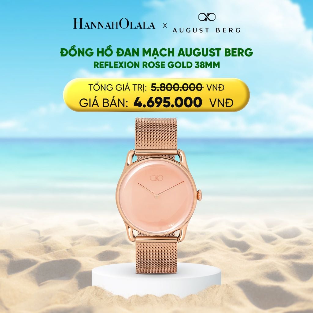  DEAL 1: REFLEXION ROSE GOLD 38MM - DÂY KIM LOẠI MESH - VÀNG HỒNG 