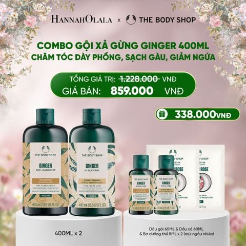  DEAL 1: COMBO CHĂM TÓC DÀY PHỒNG, GIẢM GÃY RỤNG, SẠCH GÀU NGỨA GINGER 400ML - DẦU GỘI & DẦU XẢ 
