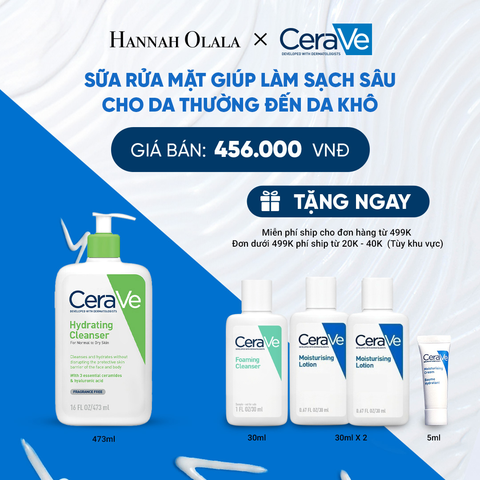 SỮA RỬA MẶT GIÚP LÀM SẠCH SÂU DÀNH CHO DA THƯỜNG VÀ DA KHÔ CERAVE HYDRATING CLEANSER 473ML - B30 