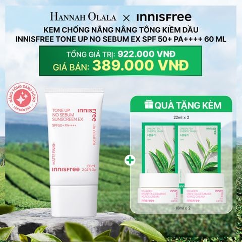  DEAL 1: KEM CHỐNG NẮNG NÂNG TÔNG KIỀM DẦU INNISFREE TONE UP NO SEBUM EX SPF 50+ PA++++ 60ML 