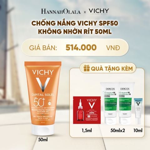  KEM CHỐNG NẮNG BẢO VỆ DA MỎNG NHẸ KHÔNG BẾT DÍNH SPF 50+ UVA & UVB VICHY CAPITAL SOLEIL DRY TOUCH - A817 
