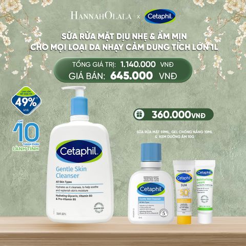  DEAL 1: SỮA RỬA MẶT DỊU LÀNH CHO DA NHẠY CẢM CETAPHIL GENTLE SKIN CLEANSER 1000ML 