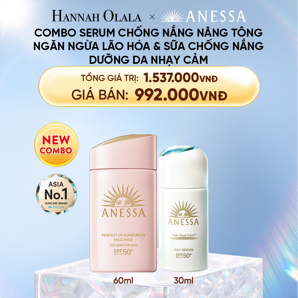  DEAL 1: COMBO KEM CHỐNG NẮNG DẠNG SERUM & DẠNG SỮA BẢO VỆ VÀ DƯỠNG DA AN TOÀN CHO DA NHẠY CẢM ANESSA DAY SERUM 30ML + MILD MILK 60ML 