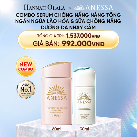  DEAL 1: COMBO KEM CHỐNG NẮNG DẠNG SERUM & DẠNG SỮA BẢO VỆ VÀ DƯỠNG DA AN TOÀN CHO DA NHẠY CẢM ANESSA DAY SERUM 30ML + MILD MILK 60ML 