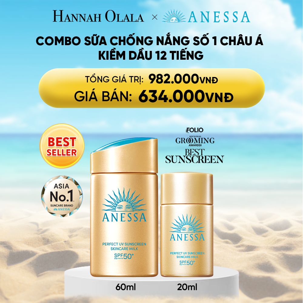  DEAL 1: COMBO SỮA CHỐNG NẮNG DƯỠNG DA KIỀM DẦU BẢO VỆ HOÀN HẢO ANESSA GOLD MILK SPF50+ PA++++ 60ML + 20ML 
