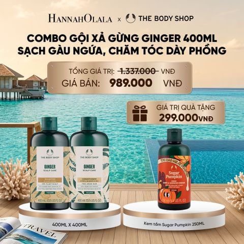  COMBO CHĂM TÓC DÀY PHỒNG, GIẢM GÃY RỤNG, SẠCH GÀU NGỨA GINGER 400ML - DẦU GỘI X DẦU XẢ_ D540 