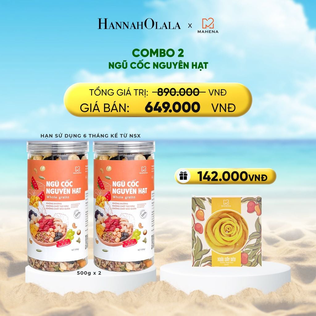  DEAL 1: MUA 2 NGŨ CỐC NGUYÊN HẠT 500G TẶNG 1 HỘP XOÀI XẾP HOA 250G 