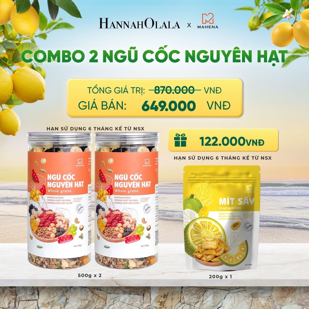  COMBO 2 NGŨ CỐC NGUYÊN HẠT 500G TẶNG 1 MÍT SẤY GIÒN 200G DEAL 1: 