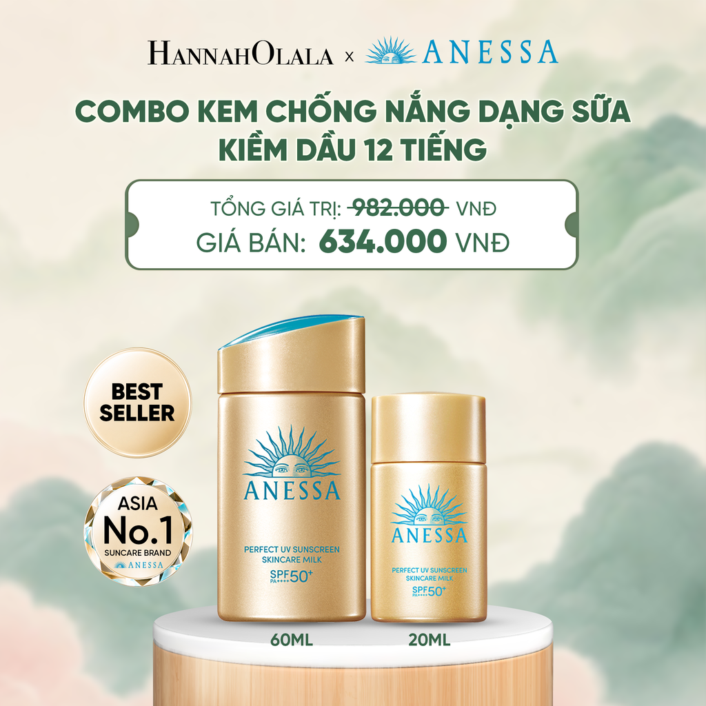  COMBO SỮA CHỐNG NẮNG DƯỠNG DA KIỀM DẦU BẢO VỆ HOÀN HẢO ANESSA GOLD MILK SPF50+ PA++++ 60ML + 20ML - DEAL 1 - A1182 