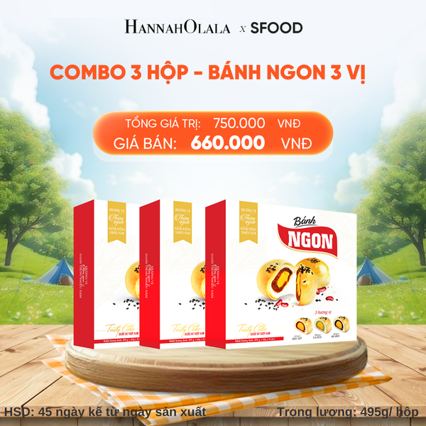  COMBO 3 HỘP - BÁNH NGON 3 VỊ (ÍT ĐƯỜNG ÍT NGỌT): ĐẬU ĐỎ- LÁ DỨA - MÈ ĐEN - DEAL 1:_E136 