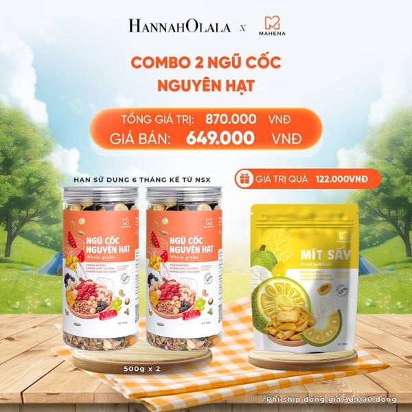  DEAL 1: MUA 2 NGŨ CỐC NGUYÊN HẠT 500G TẶNG 1 MÍT THÁI SẤY GIÒN 200G 