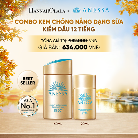 COMBO SỮA CHỐNG NẮNG DƯỠNG DA KIỀM DẦU BẢO VỆ HOÀN HẢO ANESSA GOLD MILK SPF50+ PA++++ 60ML + 20ML - DEAL1 - E70 