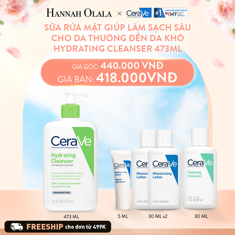  A162_DEAL 1 SỮA RỬA MẶT GIÚP LÀM SẠCH SÂU CHO DA THƯỜNG ĐẾN DA KHÔ HYDRATING CLEANSER 473ML 