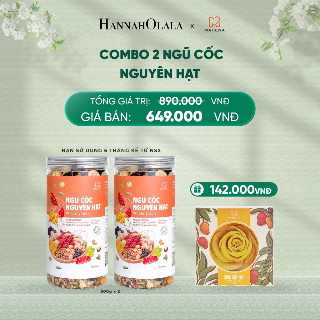  DEAL 1: MUA 2 NGŨ CỐC NGUYÊN HẠT 500G TẶNG 1 HỘP XOÀI XẾP HOA 250G 