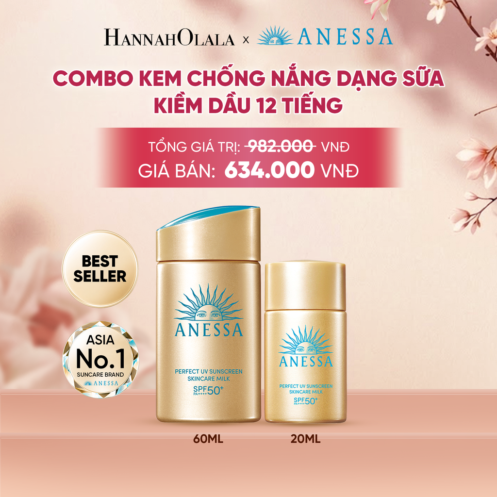  COMBO SỮA CHỐNG NẮNG DƯỠNG DA KIỀM DẦU BẢO VỆ HOÀN HẢO ANESSA GOLD MILK SPF50+ PA++++ 60ML + 20ML - DEAL 1 - A235 