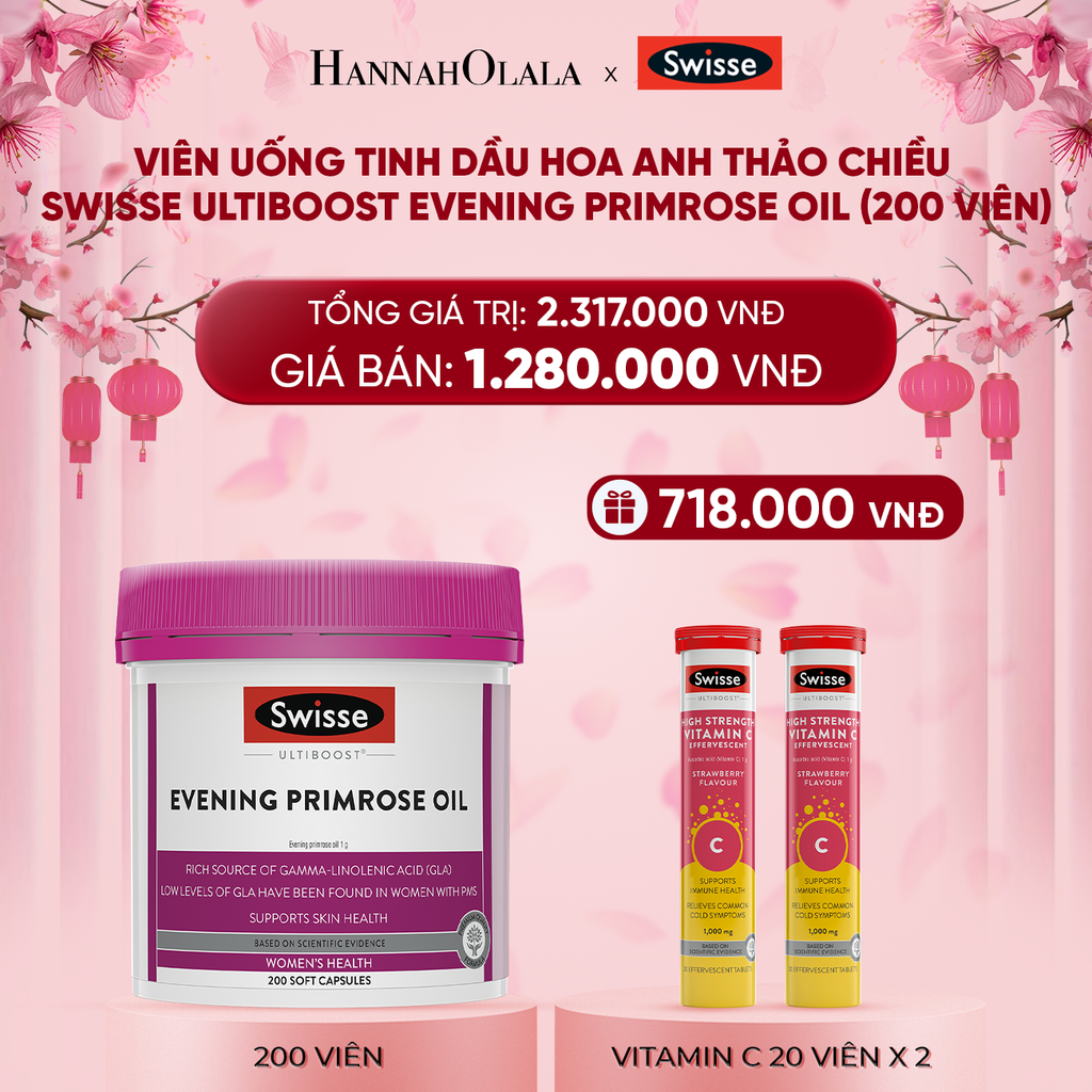  DEAL 1: VIÊN UỐNG TINH DẦU HOA ANH THẢO CHIỀU SWISSE ULTIBOOST EVENING PRIMROSE OIL (200 VIÊN) 