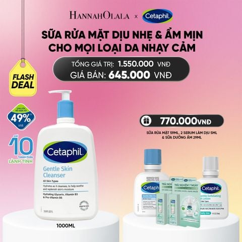  FLASHDEAL: SỮA RỬA MẶT DỊU LÀNH CHO DA NHẠY CẢM CETAPHIL GENTLE SKIN CLEANSER 1000ML 