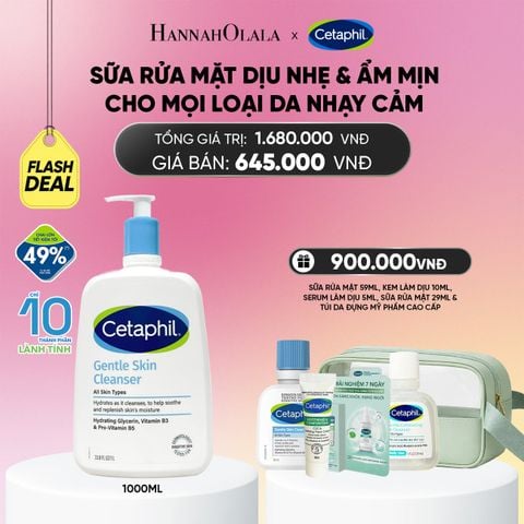  FLASHDEAL 1: SỮA RỬA MẶT DỊU LÀNH CHO DA NHẠY CẢM CETAPHIL GENTLE SKIN CLEANSER 1000ML_ A1946 