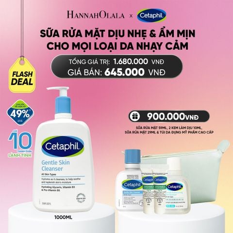  FLASHDEAL 1: SỮA RỬA MẶT DỊU LÀNH CHO DA NHẠY CẢM CETAPHIL GENTLE SKIN CLEANSER 1000ML_A1946 