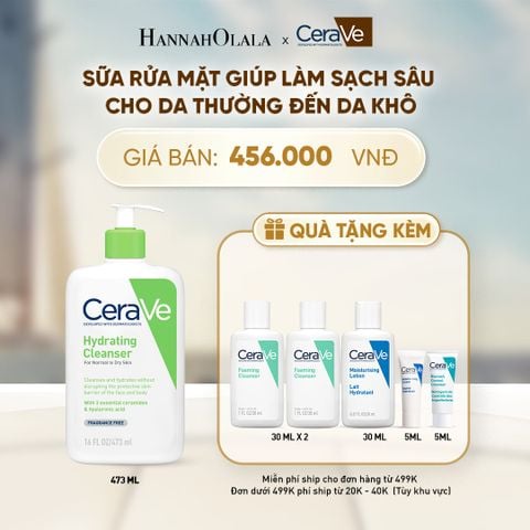  SỮA RỬA MẶT GIÚP LÀM SẠCH SÂU DÀNH CHO DA THƯỜNG VÀ DA KHÔ CERAVE HYDRATING CLEANSER 473ML - A413 