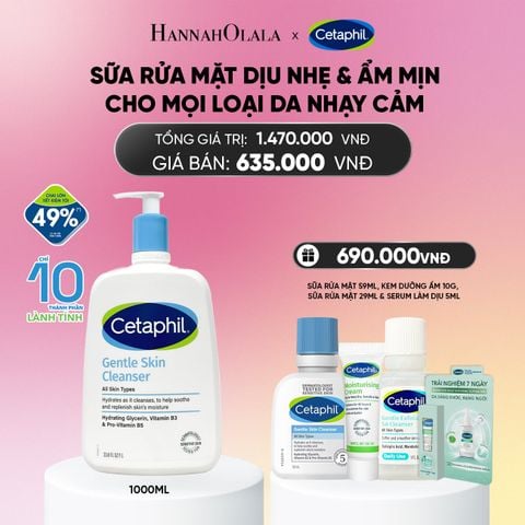  DEAL 1: SỮA RỬA MẶT DỊU LÀNH CHO DA NHẠY CẢM CETAPHIL GENTLE SKIN CLEANSER 1000ML_ A1936 