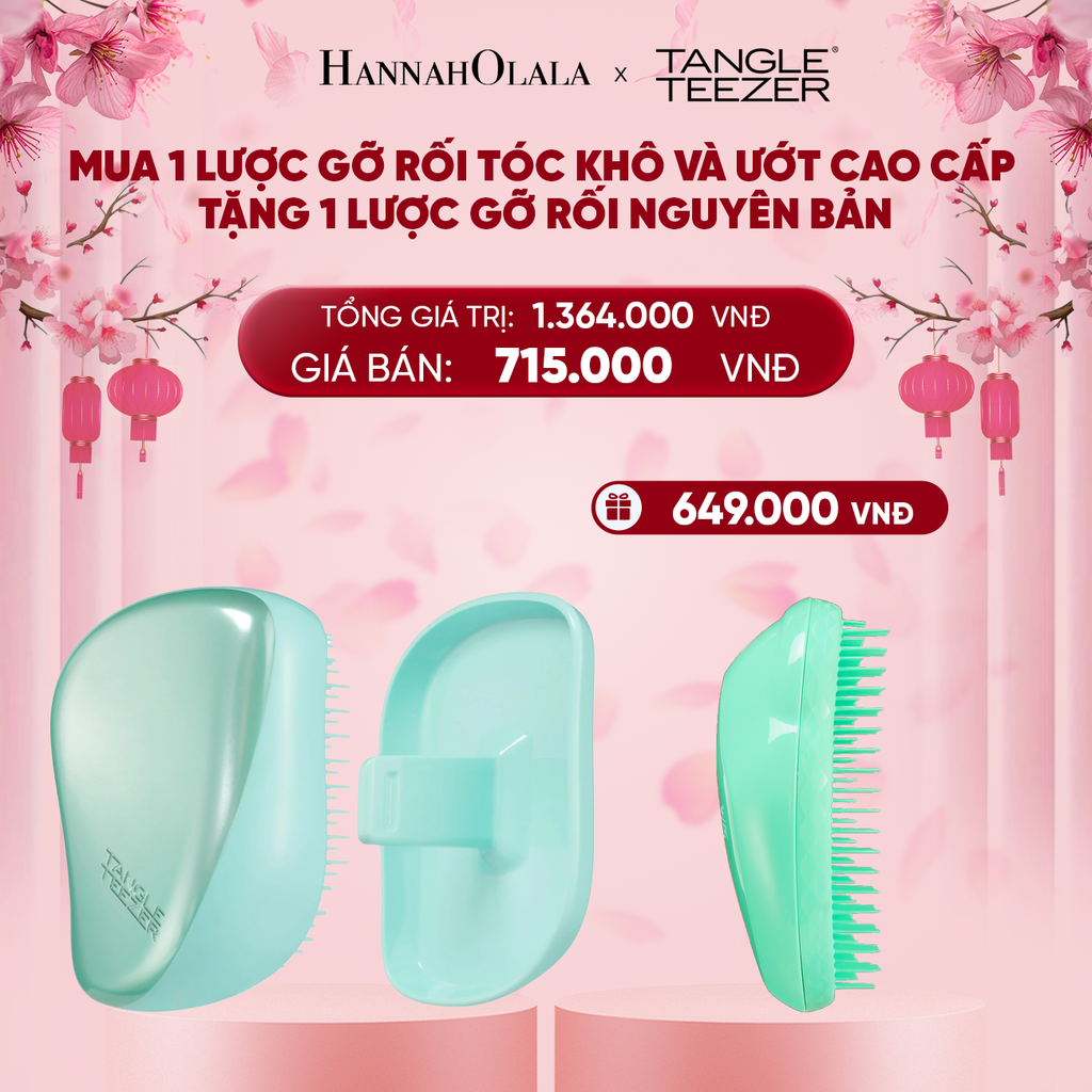 DEAL 6: MUA 1 LƯỢC GỠ RỐI TÓC KHÔ VÀ ƯỚT CÓ NẮP ĐẬY BẢO VỆ MÀU XANH NGỌC ÁNH KIM TẶNG 1 LƯỢC GỠ RỐI TÓC ƯỚT NGUYÊN BẢN XANH (MATCHA COMBO) 