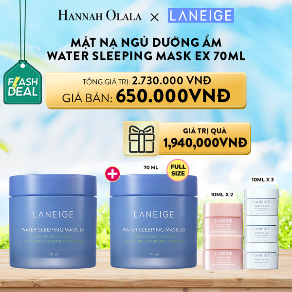  D5_[FLASH DEAL 1]: MUA 1 TẶNG 1 MẶT NẠ NGỦ DƯỠNG ẨM LANEIGE WATER SLEEPING MASK EX 70ML 