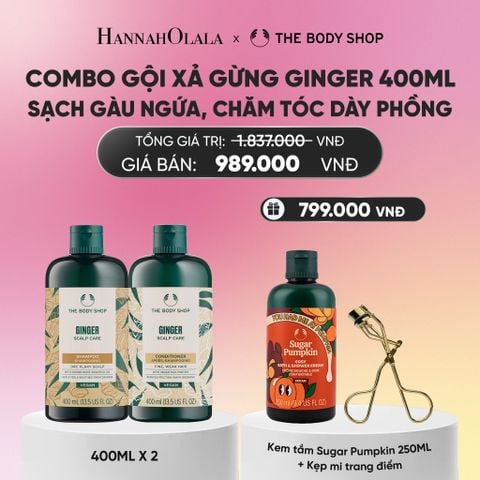  COMBO CHĂM TÓC DÀY PHỒNG, GIẢM GÃY RỤNG, SẠCH GÀU NGỨA GINGER 400ML - DẦU GỘI & DẦU XẢ_ A357 