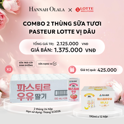  E319: DEAL 4: SỮA TƯƠI PASTEUR VỊ DÂU HẠNG 1A LOTTE 24 HỘP (190ml/hộp) 