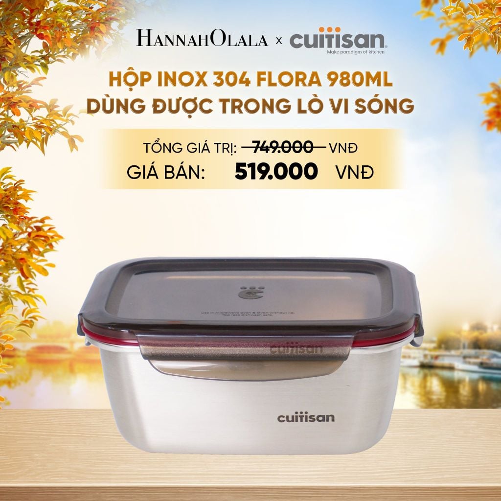  HỘP INOX 304 CAO CẤP CUITISAN FLORA DÙNG ĐƯỢC TRONG LÒ VI SÓNG - DEAL 2 - E1617 