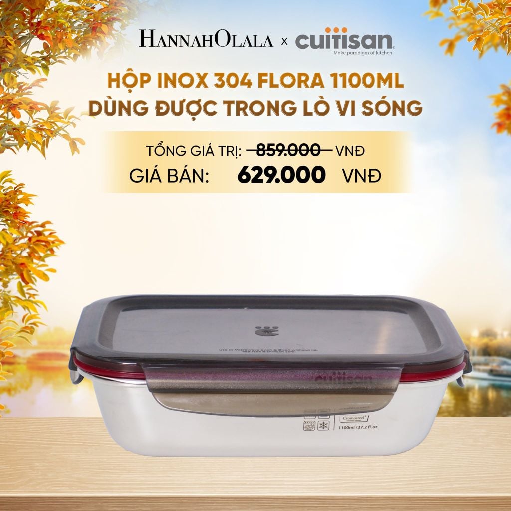  HỘP INOX 304 CAO CẤP CUITISAN FLORA DÙNG ĐƯỢC TRONG LÒ VI SÓNG - DEAL 2 - E1617 