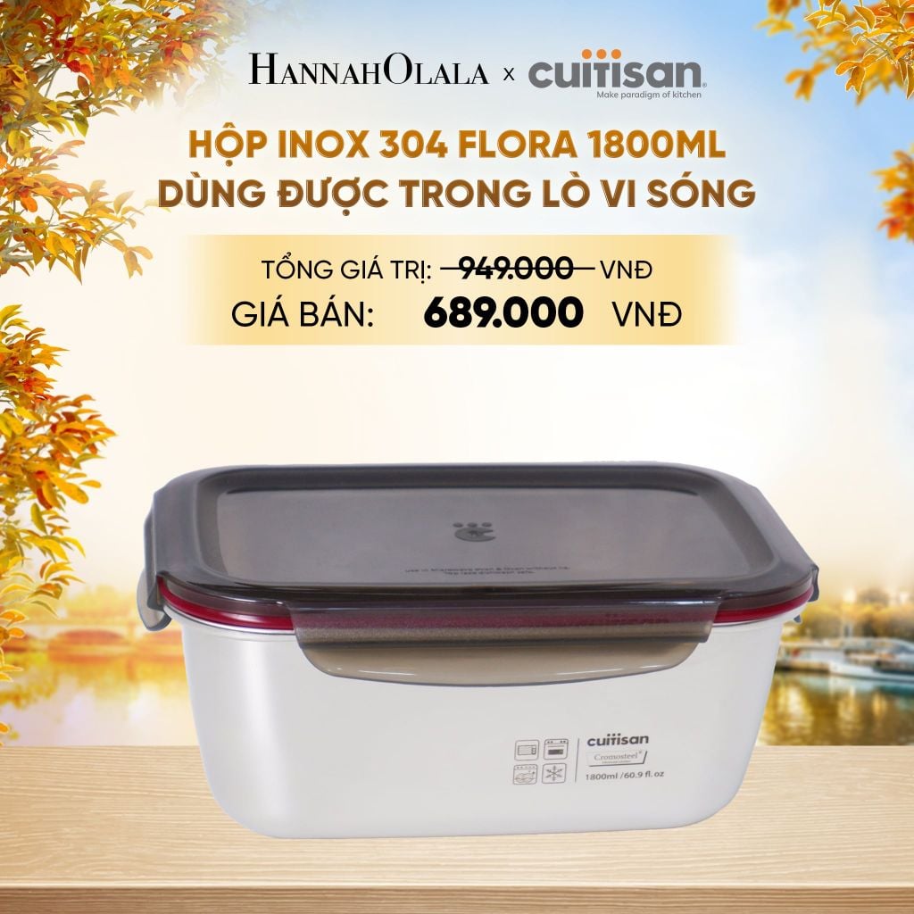  HỘP INOX 304 CAO CẤP CUITISAN FLORA DÙNG ĐƯỢC TRONG LÒ VI SÓNG - DEAL 2 - E1617 
