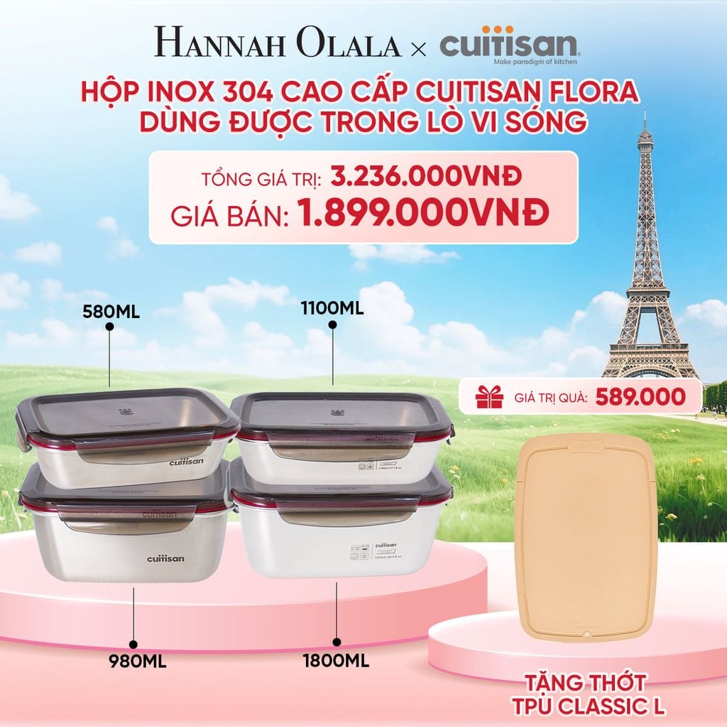  HỘP INOX 304 CAO CẤP CUITISAN FLORA DÙNG ĐƯỢC TRONG LÒ VI SÓNG - DEAL 2 - B48 