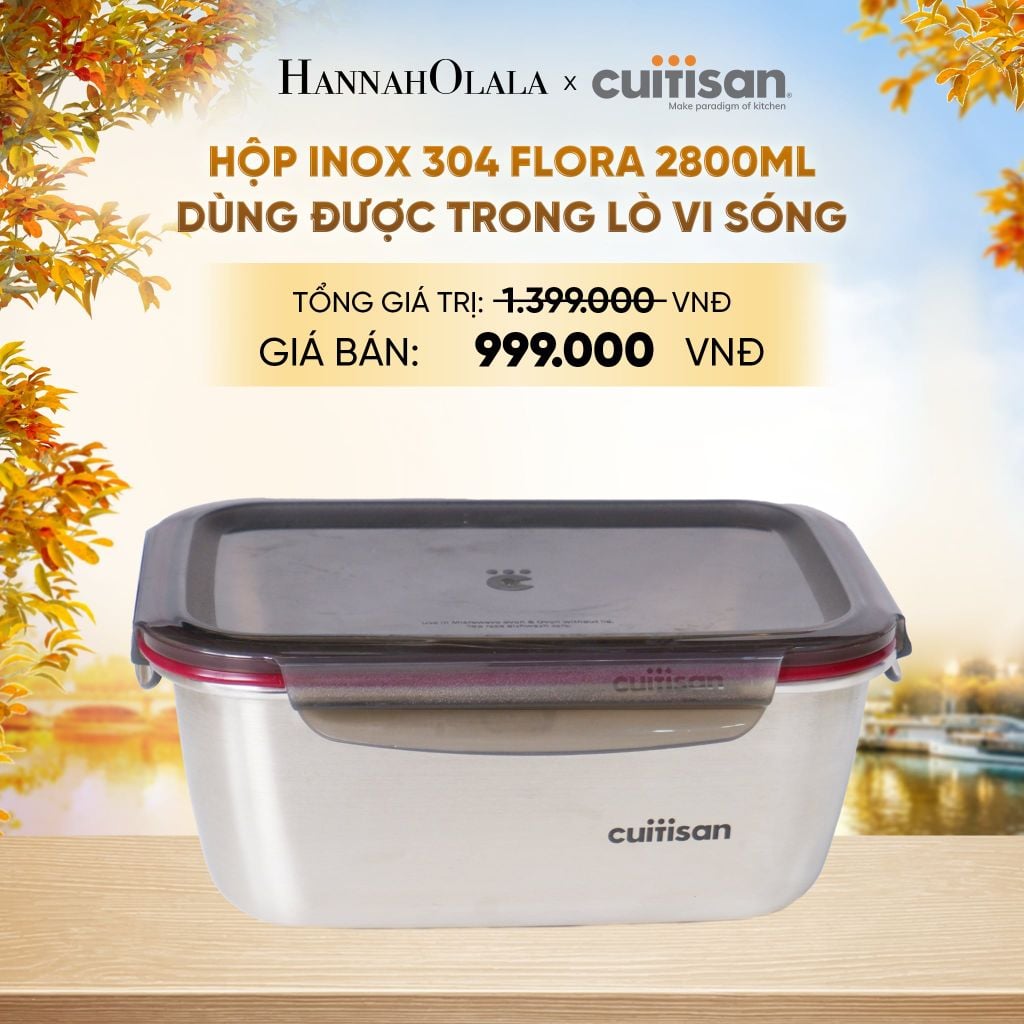  HỘP INOX 304 CAO CẤP CUITISAN FLORA DÙNG ĐƯỢC TRONG LÒ VI SÓNG - DEAL 2 - E1617 
