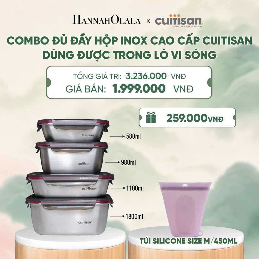  HỘP INOX 304 CAO CẤP CUITISAN FLORA DÙNG ĐƯỢC TRONG LÒ VI SÓNG - DEAL 2 - A2117 