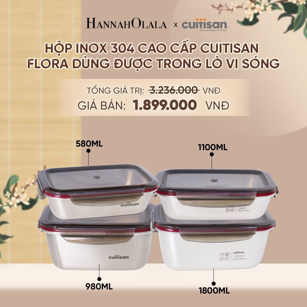 HỘP INOX 304 CAO CẤP CUITISAN FLORA DÙNG ĐƯỢC TRONG LÒ VI SÓNG - DEAL 2 - A1944 