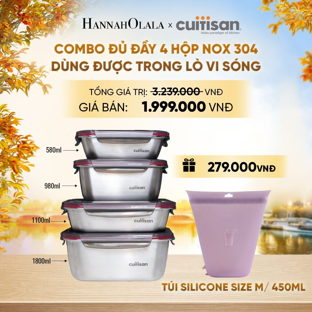  HỘP INOX 304 CAO CẤP CUITISAN FLORA DÙNG ĐƯỢC TRONG LÒ VI SÓNG - DEAL 2 - E1617 