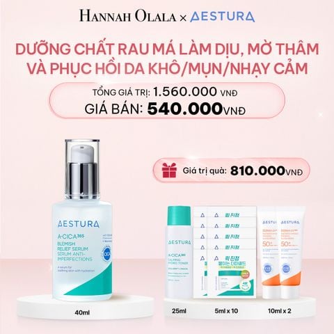  E841_DEAL 2: DƯỠNG CHẤT RAU MÁ LÀM DỊU, MỜ THÂM VÀ PHỤC HỒI DA KHÔ/MỤN/NHẠY CẢM AESTURA A-CICA365 BLEMISH RELIEF SERUM 40ML 